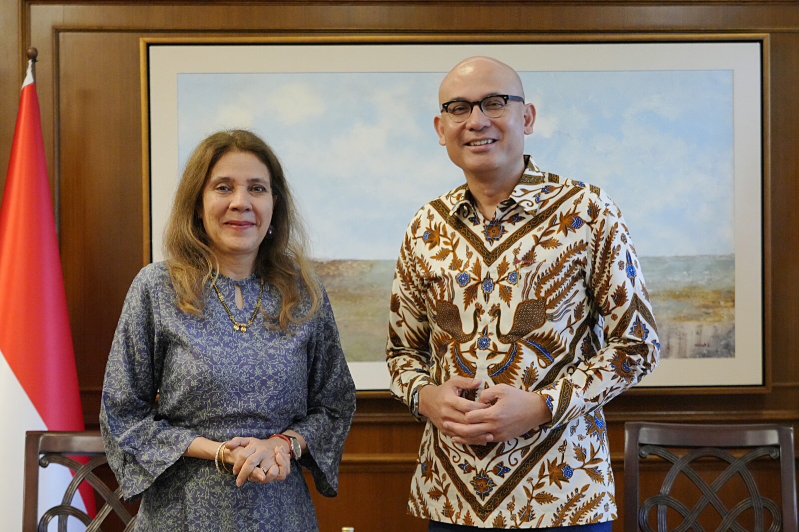 Wakil Menteri Luar Negeri Arrmanatha Nasir saat menerima kunjungan Kepala Perwakilan Perserikatan Bangsa-Bangsa (PBB) di Indonesia, Gita Sabharwal, di Kementerian Luar Negeri (27/2)